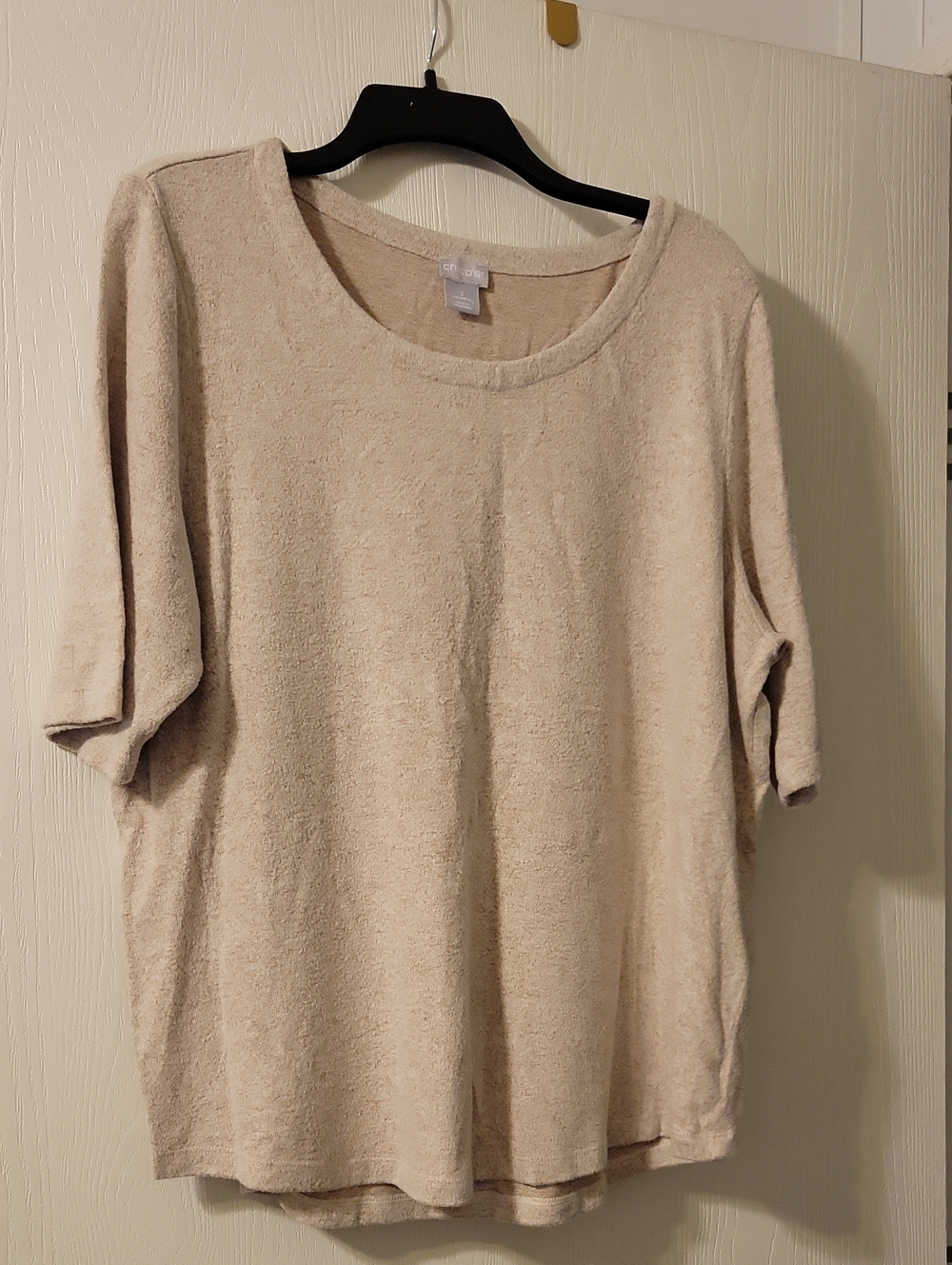 Chico's Beige Short-Sleeve Terry Knit Top